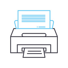printer line icon, outline symbol, vector illustration, concept sign