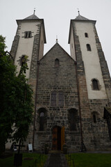 Fototapeta na wymiar St. Mary’s Church (Mariakirken) in the center of Bergen, Norway