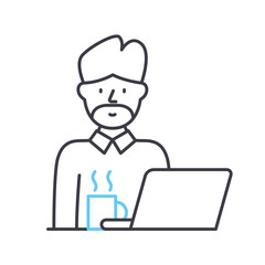 freelance line icon, outline symbol, vector illustration, concept sign