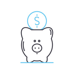 savings line icon, outline symbol, vector illustration, concept sign