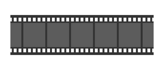 Strip of tape from movie camera reel. Vector monochrome illustration of seamless film strip.