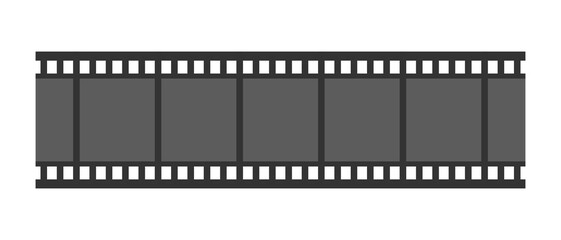 Strip of tape from movie camera reel. Vector monochrome illustration of seamless film strip.