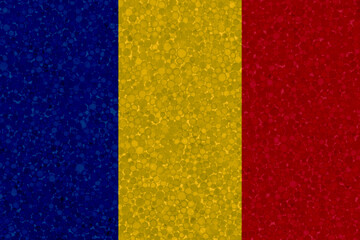 Romania flag on styrofoam texture. national flag painted on the surface of plastic foam