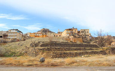 Cityscape and Nevshehirskaya Fortress Kayasehir in Nevsehir city, Cappadocia, Turkey	
