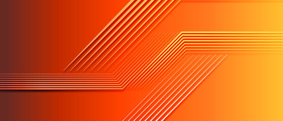 Abstract technology background design in retro futuristic style with lines on orange background