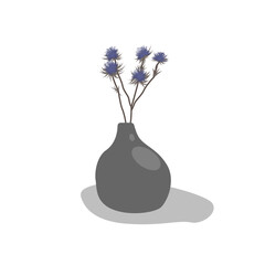 Flowers in a vase on a white background. Vector illustration in minimal style. Floral design.
