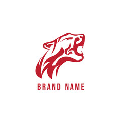 Fototapeta premium Tiger Head Logo Red Color Template Design