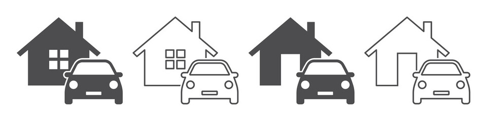 Car and house icons. Home and auto logo. Vector. © SVIATOSLAV