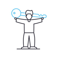 key person line icon, outline symbol, vector illustration, concept sign
