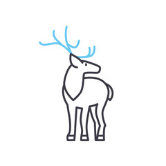 reindeer line icon, outline symbol, vector illustration, concept sign