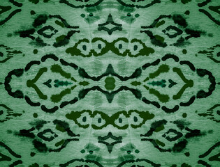 Jade Watercolor Shibori. Green Zigzag Ikat. Sage