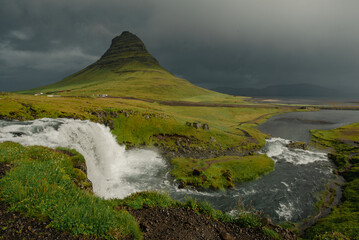 The Kirkjufell mountain in Iceland