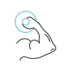muscle growth training line icon, outline symbol, vector illustration, concept sign
