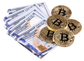 Bitcoins Cryptocurrency and dollar bank