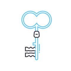 treasure key line icon, outline symbol, vector illustration, concept sign