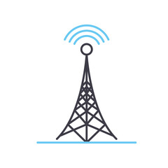 Fototapeta na wymiar signal tower line icon, outline symbol, vector illustration, concept sign