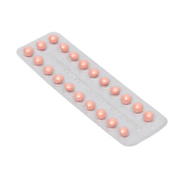 Oral contraceptive pill isolated on white background
