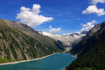 Naklejka na ściany i meble Zillertal Alps near the Schlegeisspeicher glacier reservoir in Austria, Europe 