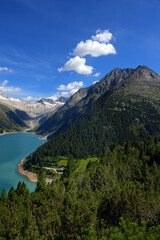 Fototapeta na wymiar Zillertal Alps near the Schlegeisspeicher glacier reservoir in Austria, Europe 