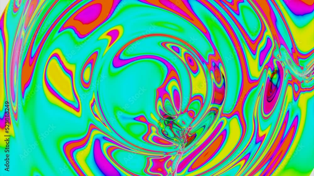 Poster moving inside colorful tunnel with liquid walls. design. 3d tunnel with luminous reflection of stick
