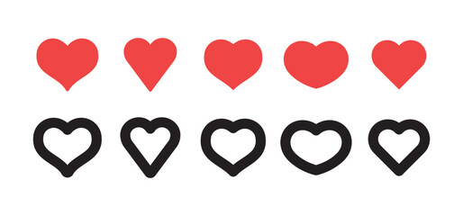 Heart icons. Love symbol vector illustration. Valentine's day and love design elements.