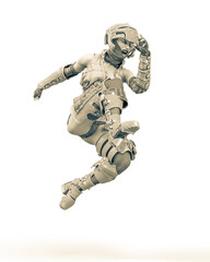 pilot girl is jumping in action