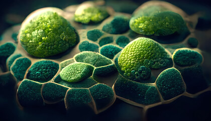 Plant cells of a plant with green chlorophyll