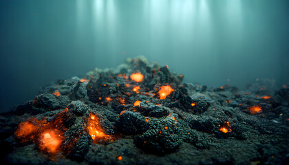 Underwater volcanic eruption - obrazy, fototapety, plakaty