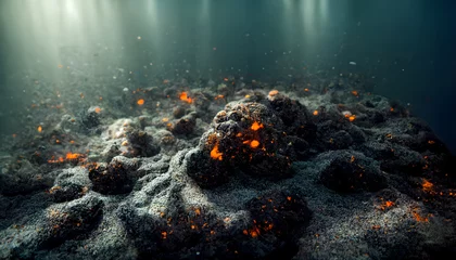 Fotobehang Underwater volcano spews hot lava © Scheidle-Design