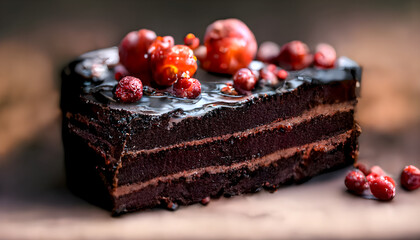Piece of a chocolate cake