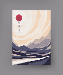Abstract landscape in oriental style. Vector.