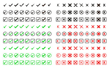 Set check mark and cross. Vector illustartion