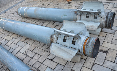 Missile of the multiple rocket launcher that were fired on the territory of Ukraine by russian...