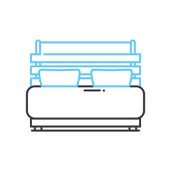 hotel bed room line icon, outline symbol, vector illustration, concept sign