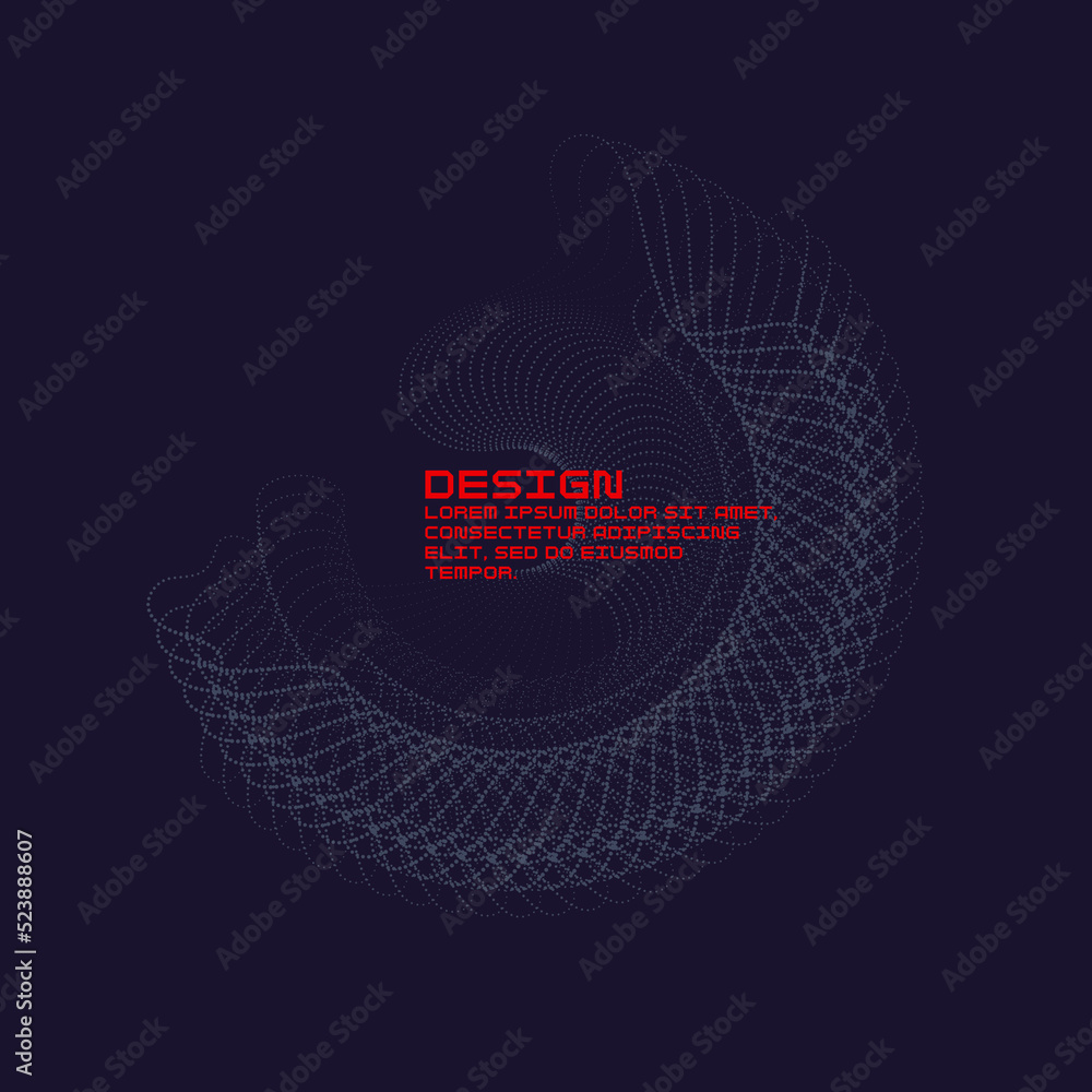 Poster vector abstract background with dynamic waves, line and particles.