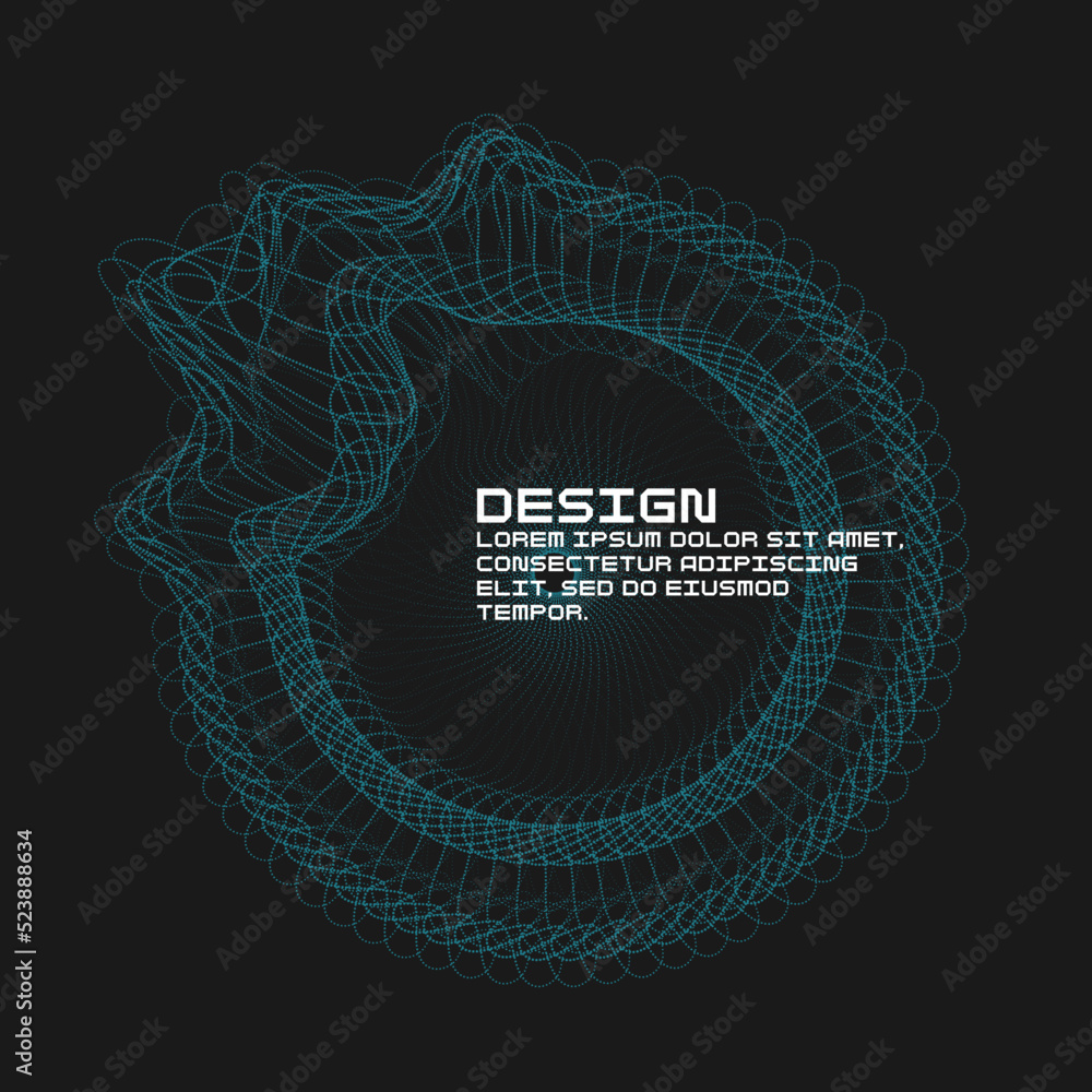 Poster vector abstract background with dynamic waves, line and particles.