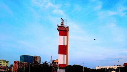 Light House at Chennai Marina Beach - obrazy, fototapety, plakaty