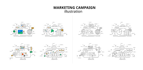 Digital Marketing, advertising campaign, flat design