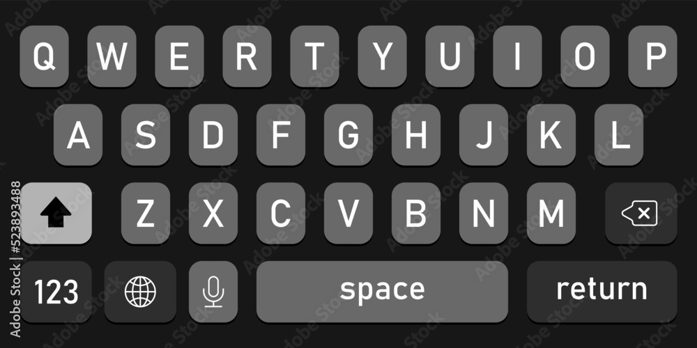 Poster screen smartphone keyboard. mobile phone alphabet buttons keypad. modern design. vector eps 10