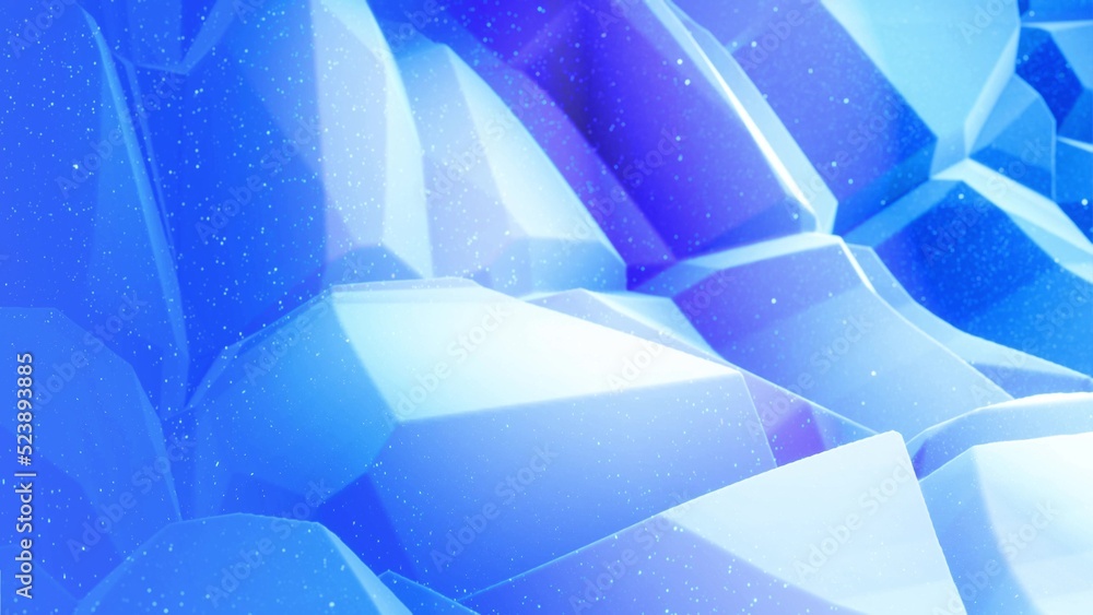 Poster abstract waves of soft blue matte material with light inner glow and glitters on surface. abstract g