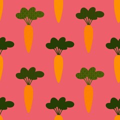 Autumn vegetable seamless cartoon carrot pattern for wrapping paper and clothes print and kids and kitchen textiles