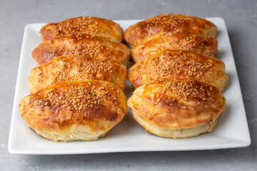 Turkish cuisine; Handmade Cheese Pastry (Turkish name; peynirli pogaca)
