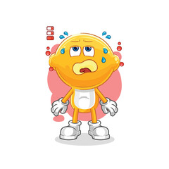 lemon head low battery mascot. cartoon vector