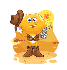 lemon head cowboy with gun character vector