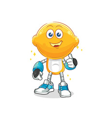 lemon head robot character. cartoon mascot vector