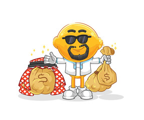 lemon head rich arabian mascot. cartoon vector
