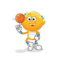 lemon head playing basket ball mascot. cartoon vector