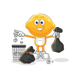 lemon head Throw garbage mascot. cartoon vector