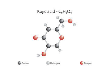 Molecular formula and chemical structure of kojic acid