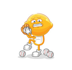 lemon head baseball pitcher cartoon. cartoon mascot vector